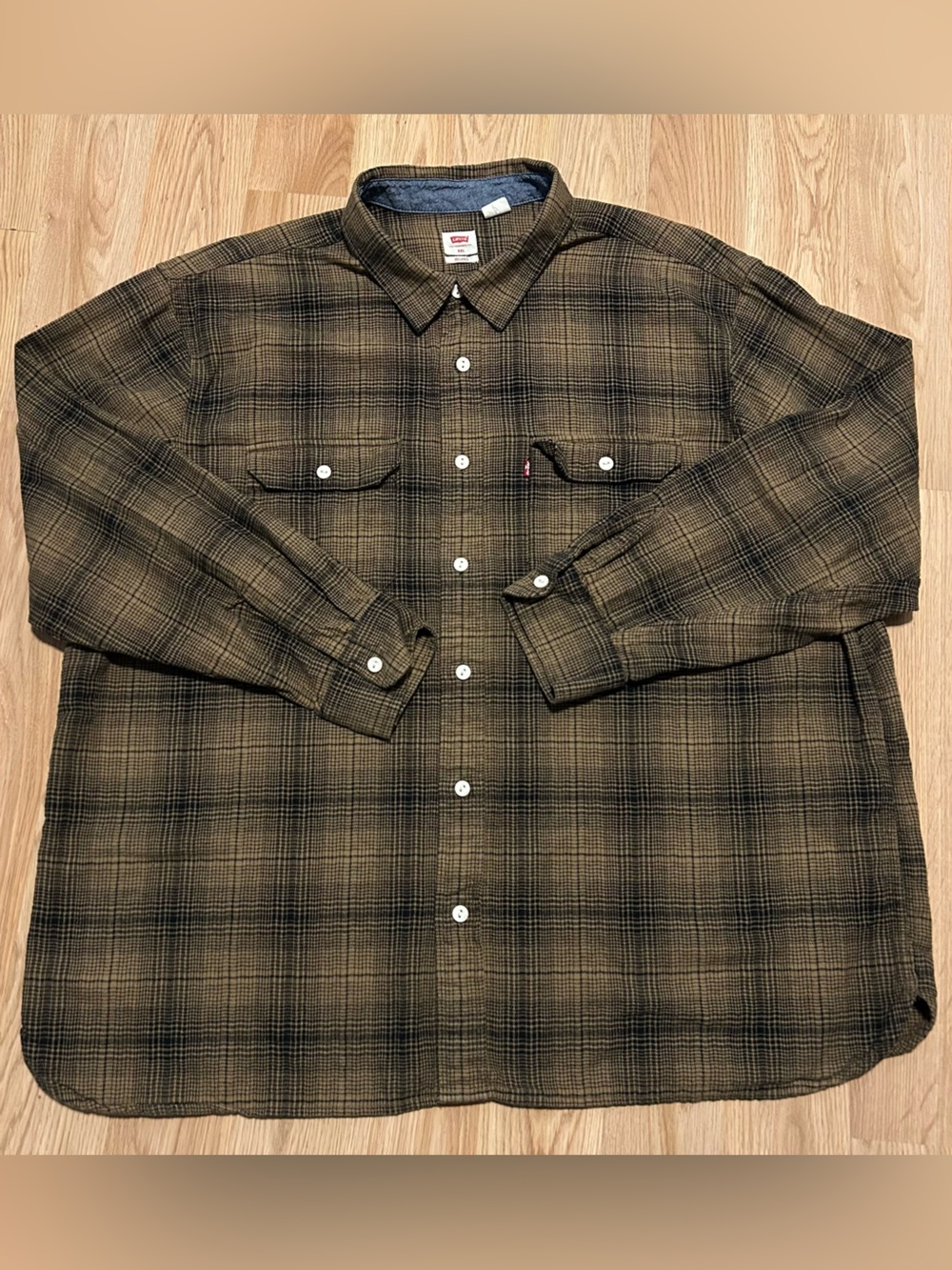 Levis Shirt Mens 2XL Brown Plaid Heavy Flannel Worker Overshirt Chore Shacket